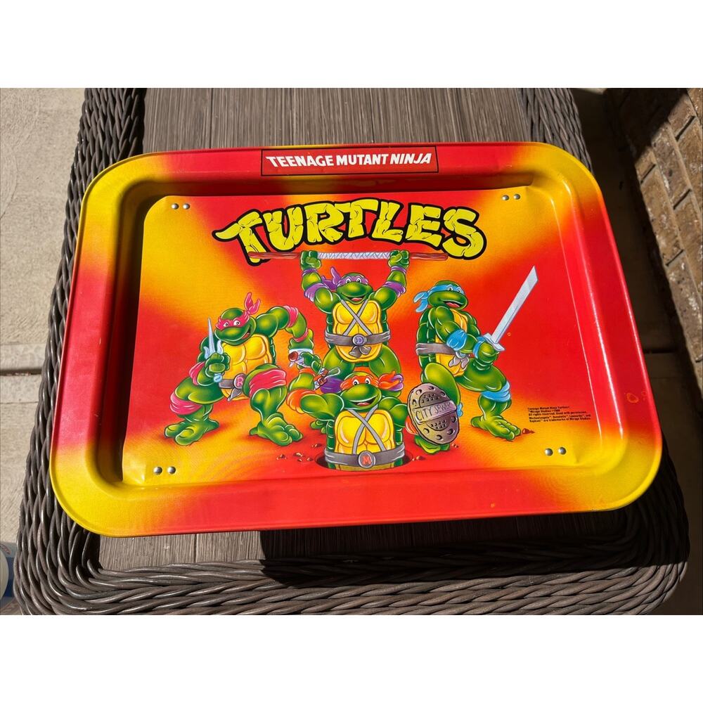 TEENAGE MUTANT NINJA TURTLES Vintage 1988 TV Lap Tray Folding Legs Mirage Studio